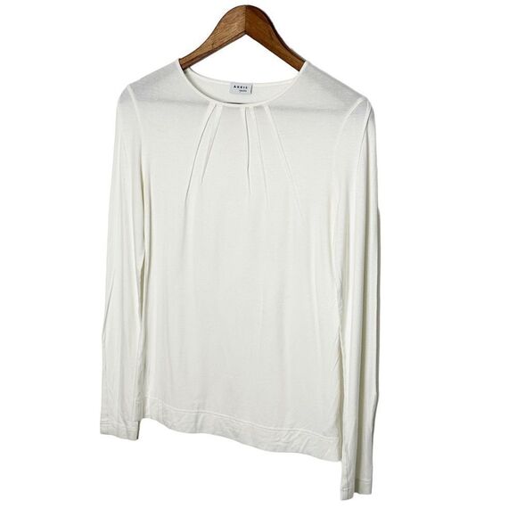 Akris Punto Long-Sleeve Modal Stretch Top Cream Size Medium - Picture 3 of 7